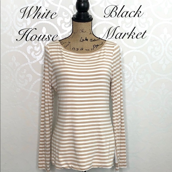 WHITE HOUSE BLACK MARKET MEDIUM STRIPED TOP - Picture 1 of 7